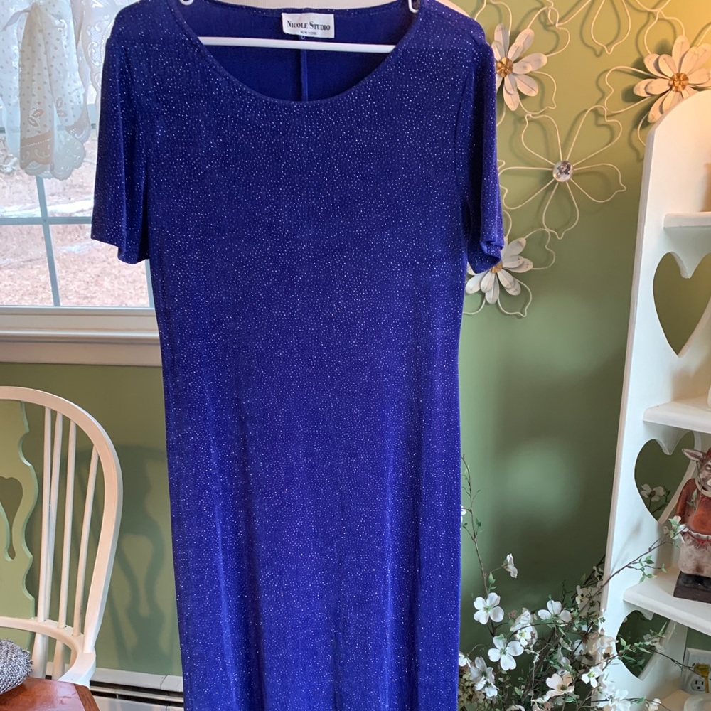 Nicole Studio Short Sleeve Blingy Maxi dress L